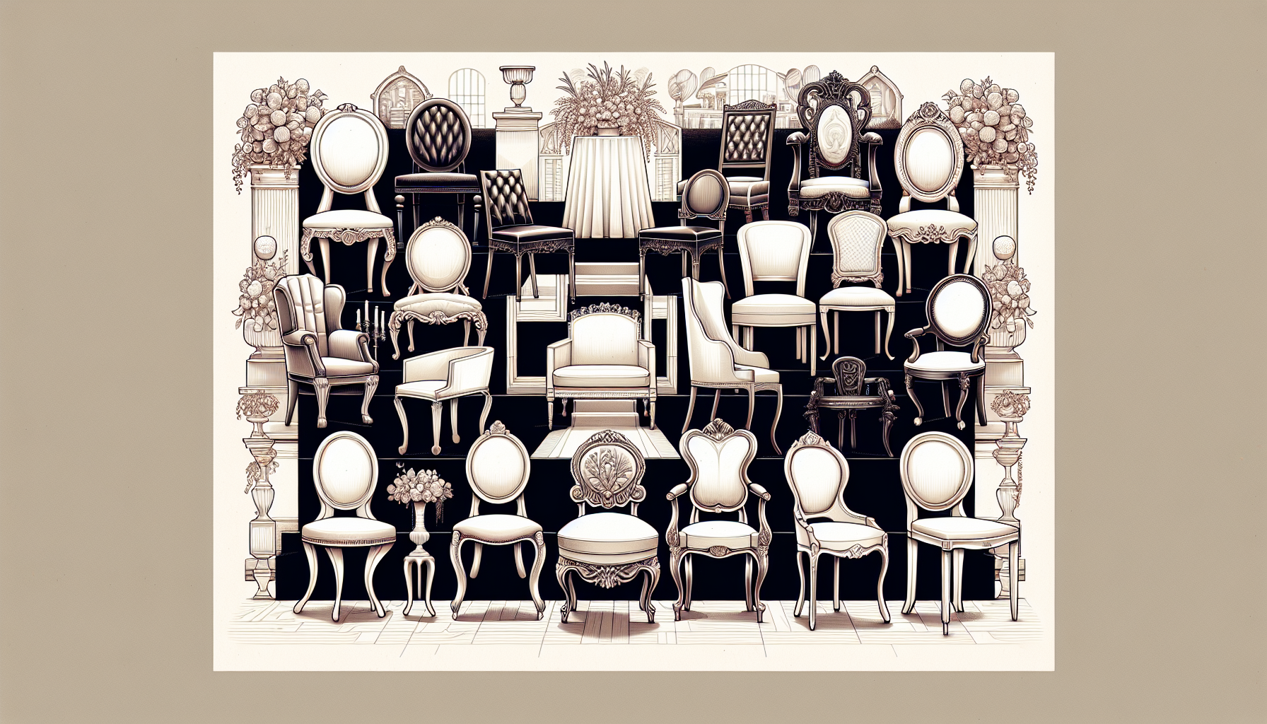 Various styles of chairs for events